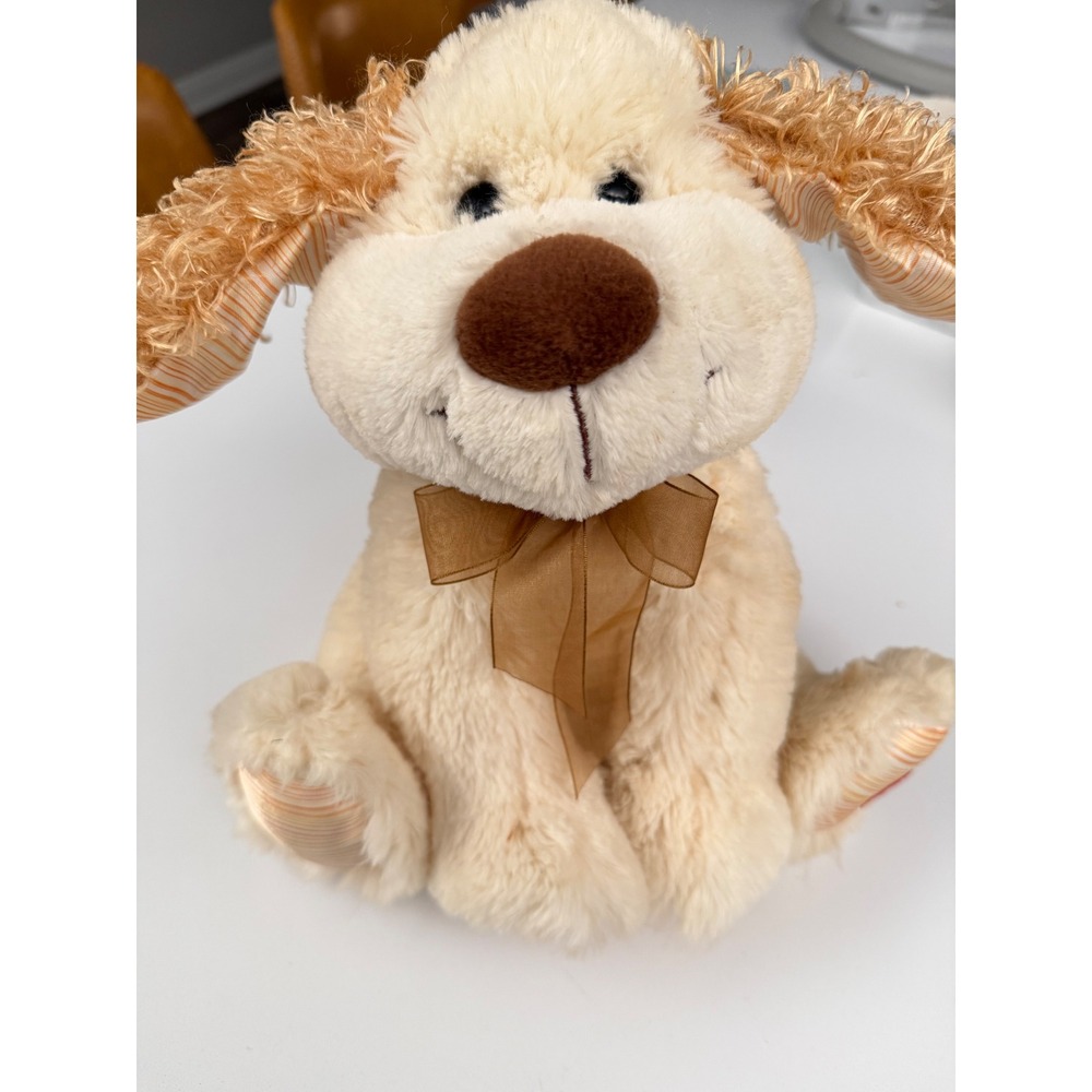 Plush Animated Puppy Dog Cream Tan Curly Ears Interactive Stuffed Animal Toy